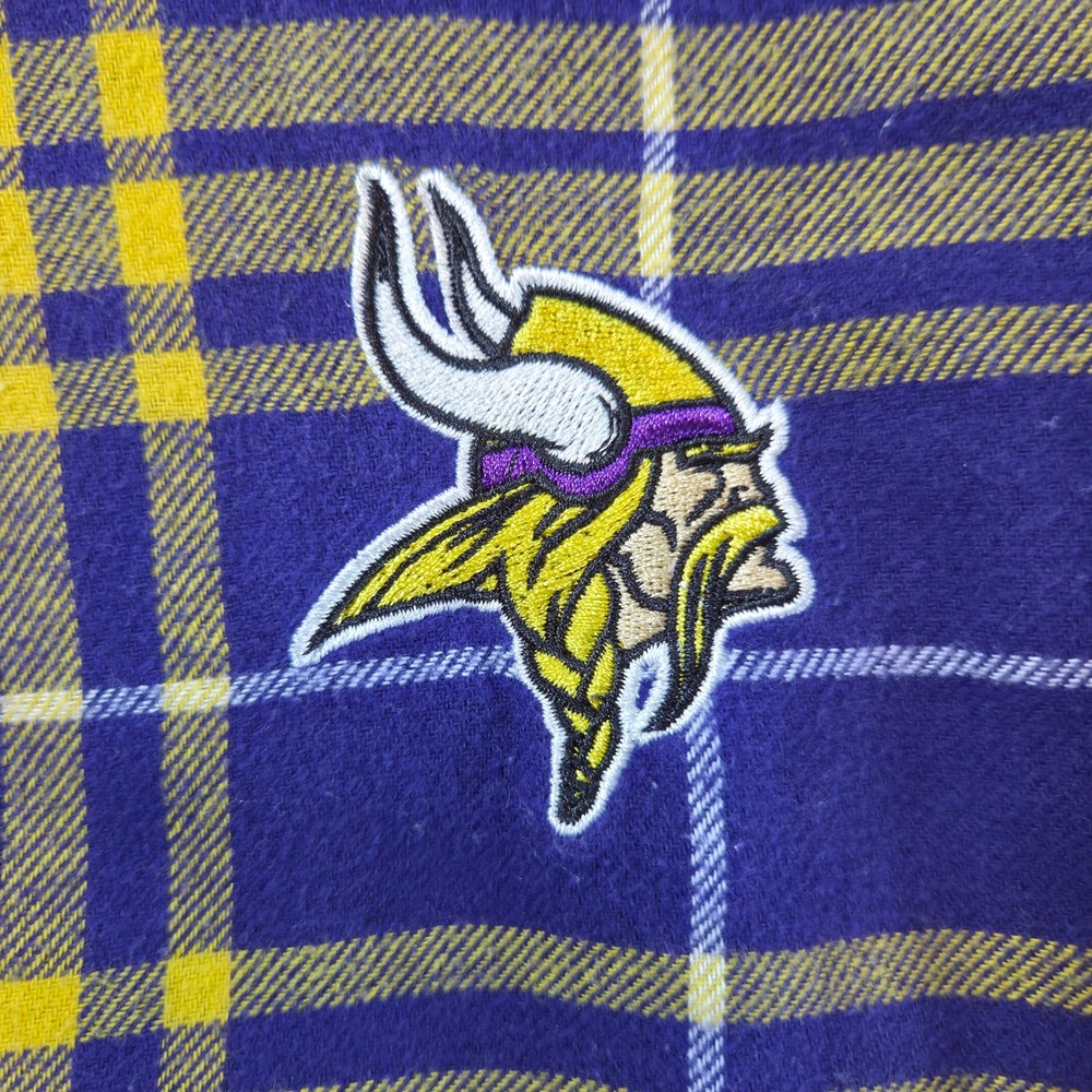 NFL Mens Minnesota Vikings Pajama Pants XL Purple Yellow Plaid Flannel Lounger